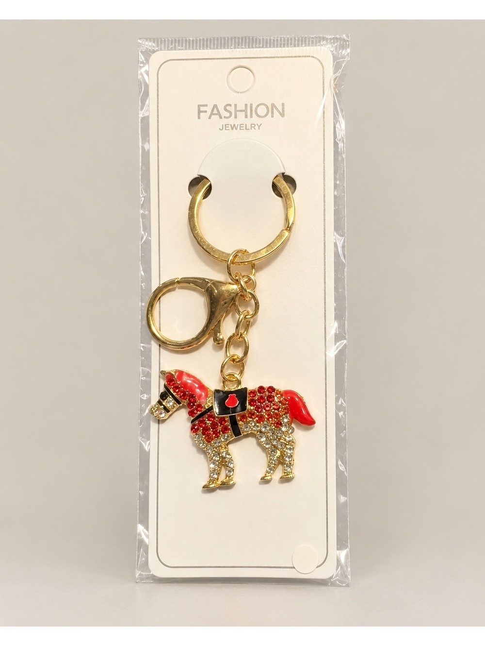 Rhinestone Horse Keychain Purse Charm Gold Tone New